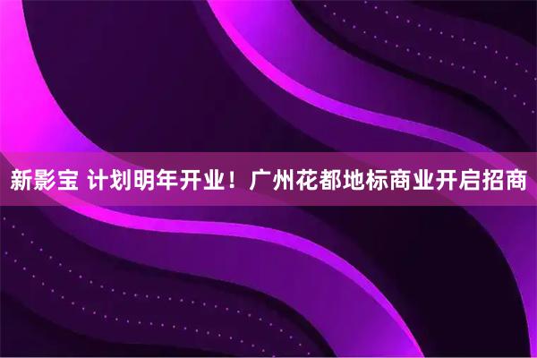 新影宝 计划明年开业！广州花都地标商业开启招商